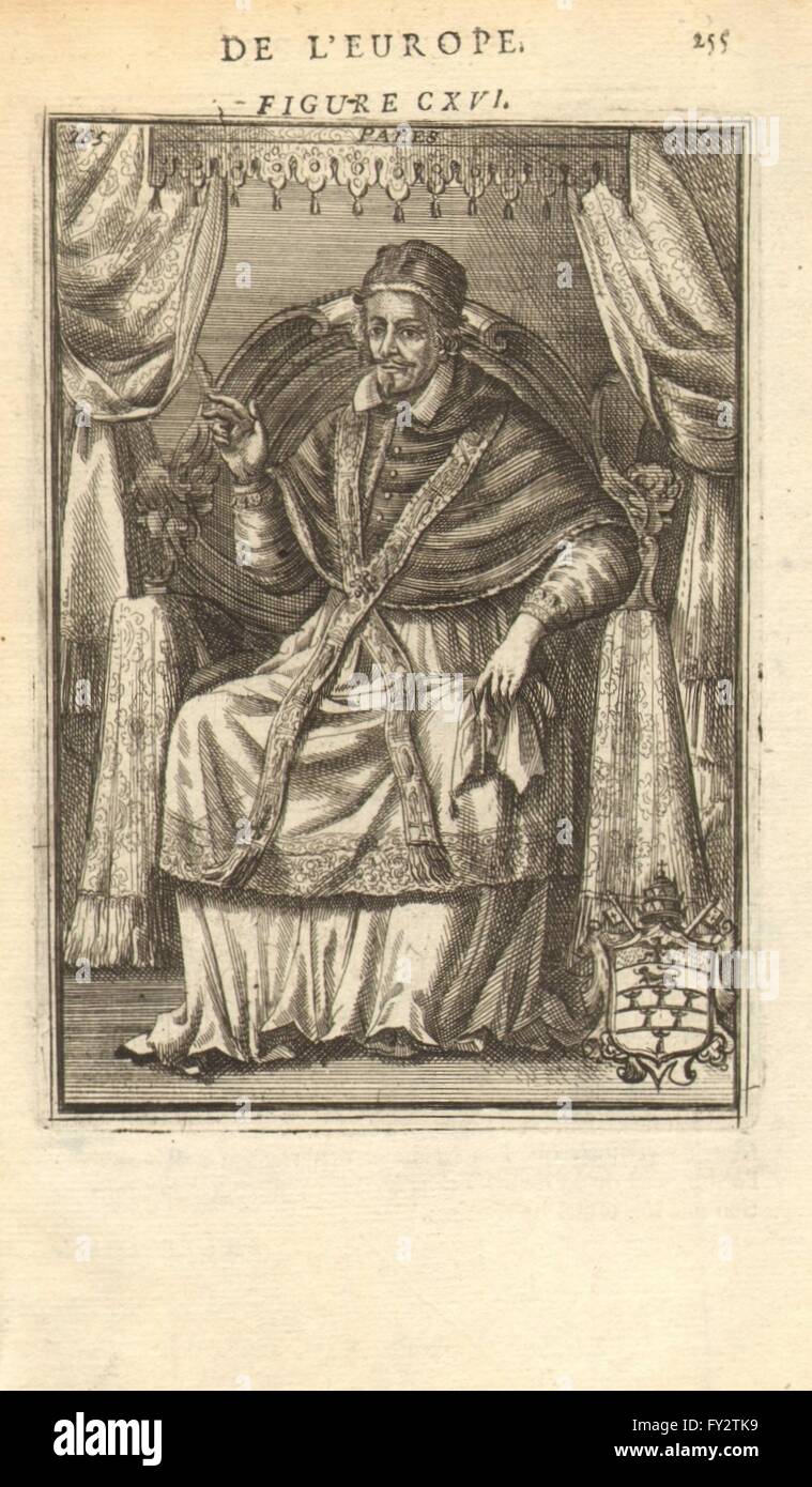 Papst Innozenz XI: Innocenzo. Auf Thron im Ornat. Wappen. MALLET, 1683 Stockfoto