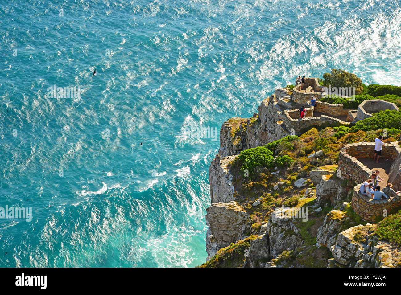 Cape Point, felsigen Punkt Widerstand gegen das raue Meer Stockfoto