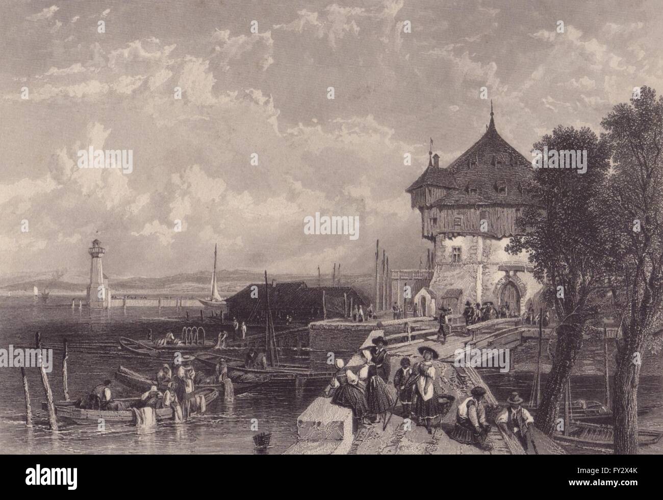 KONSTANZ CONSTANCE: Ansicht vom Hafen entfernt. Deutschland. Rheintal, print 1875 Stockfoto