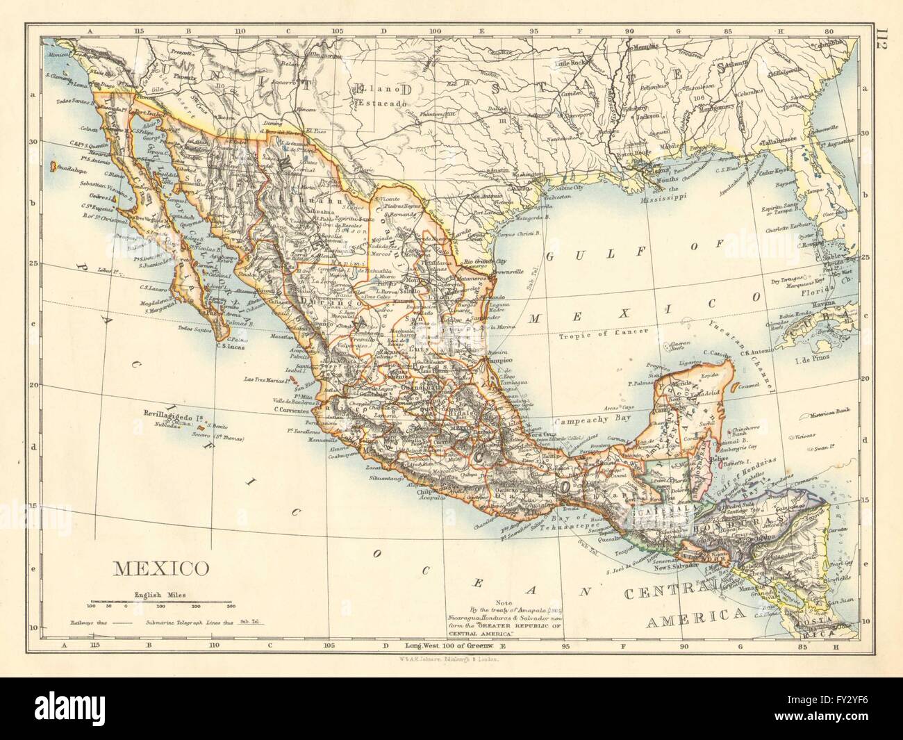Mexiko. Größere Central America Republic-1895 Amapala Vertrag. JOHNSTON, 1899 Stockfoto