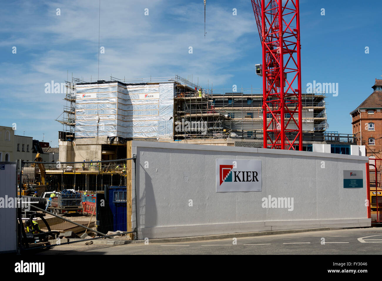 Baustelle an der Brauerei, Cheltenham, Gloucestershire, England, UK Stockfoto