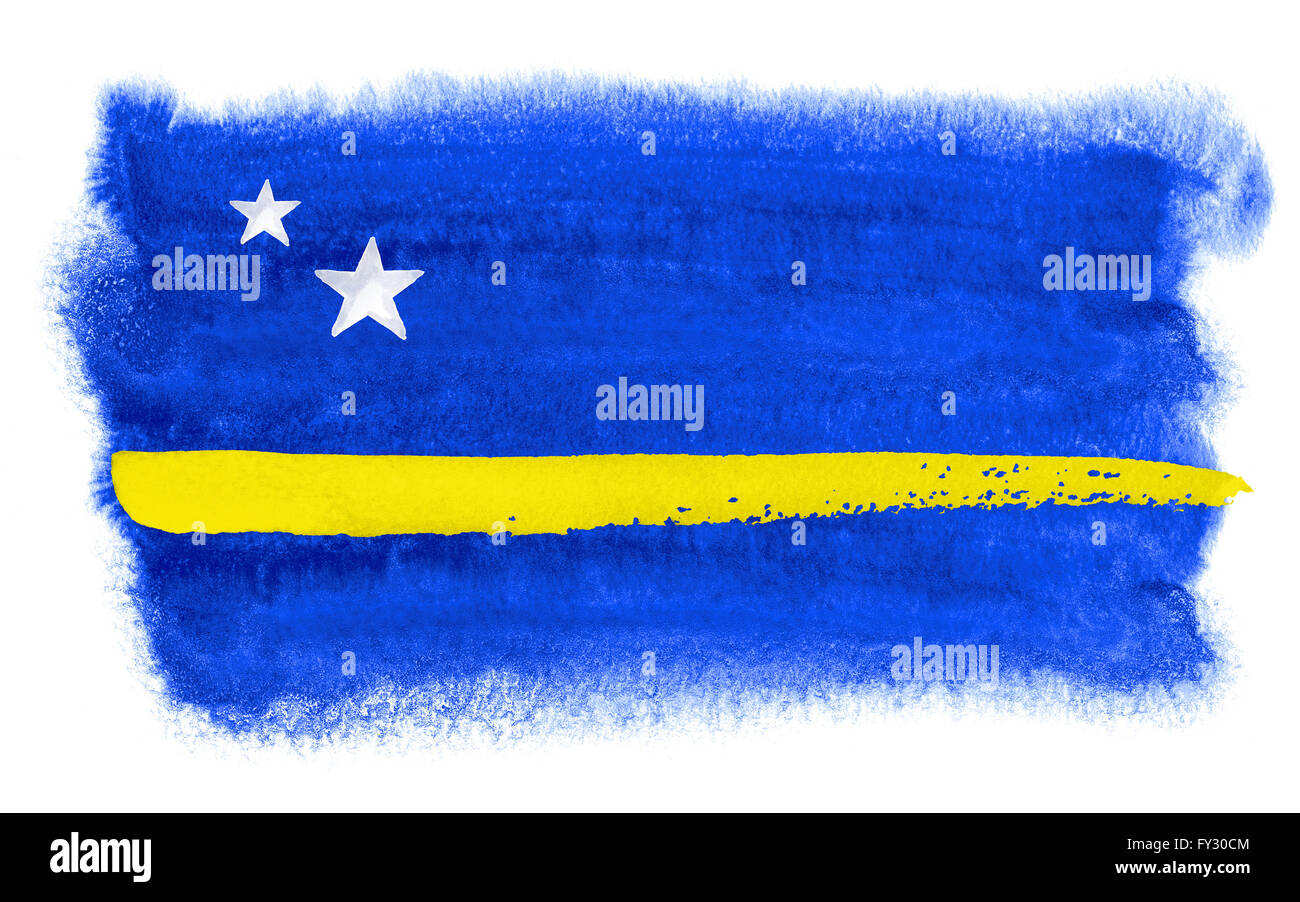 Aquarell Bild der Curacao-Flagge Stockfoto
