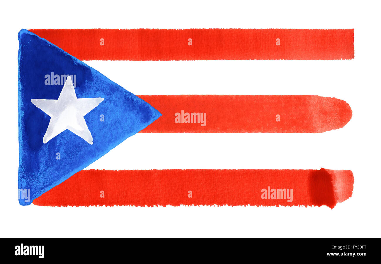 Aquarell Abbildung der Flagge Puerto Rico Stockfoto