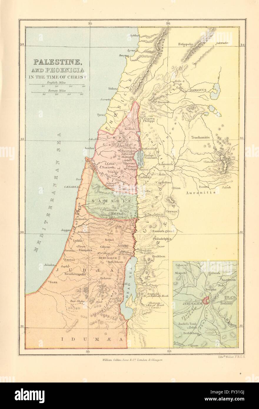 Palästina & Phoenicia in der Zeit von Christus ". Judäa Gallilee Samaria, 1876-Karte Stockfoto