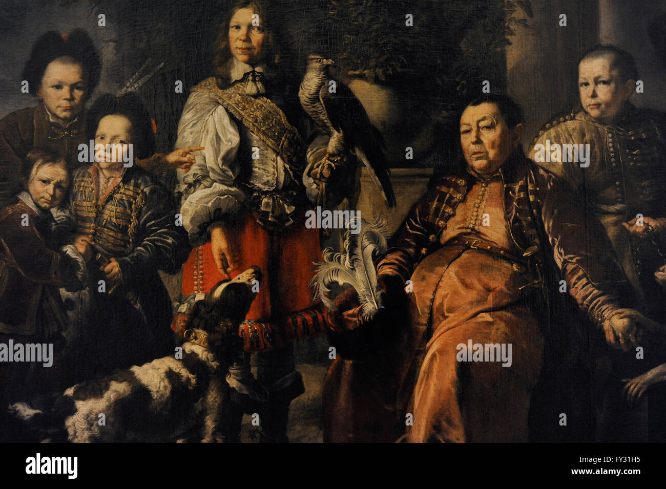 Daniel Schultz der jüngere (1615-1683). Deutscher Maler. Krim Falconer von König John II Casimir mit seiner Familie, auch bekannt als The Family Portrait, 1664. Öl auf Leinwand. Die Eremitage. Sankt Petersburg. Russland. Stockfoto