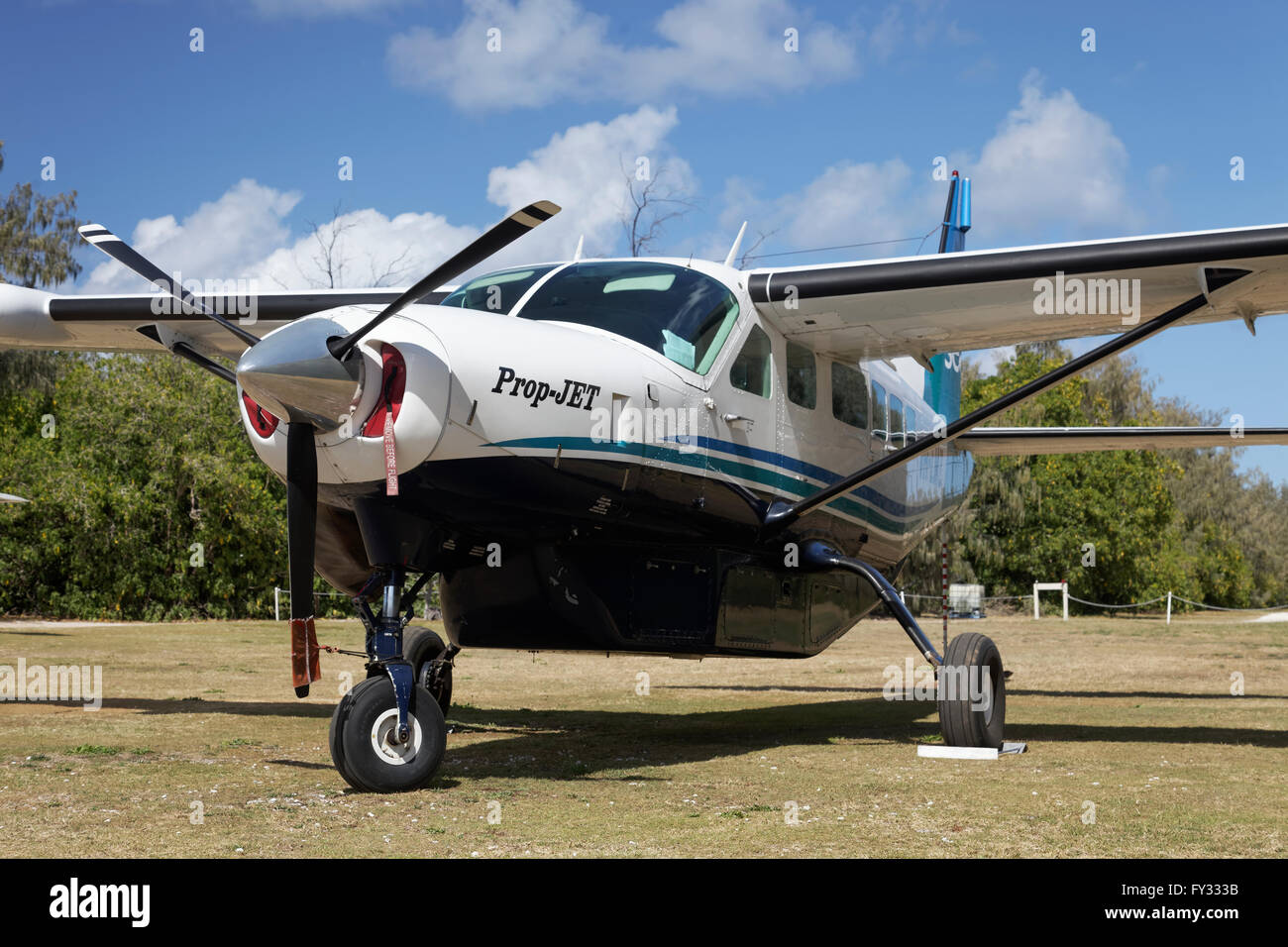 Cessna Caravan 208 Seeluft auf unbefestigten Flugplatz, Lady Elliot Island, Queensland, Australien Stockfoto