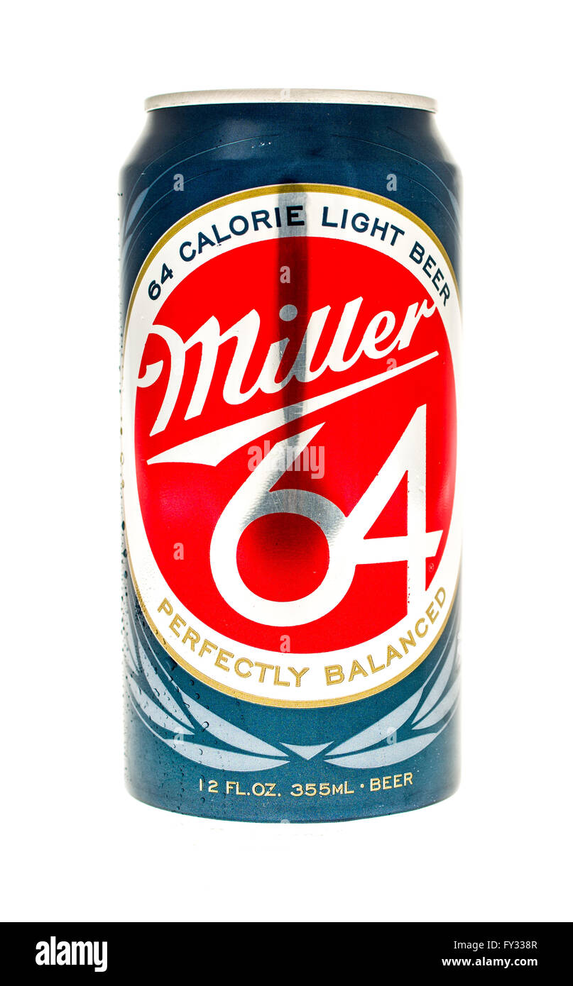 Winneconne, Wisconsin - 5. Juni 2015: kann von Miller 64 Bier, das nur 65 Kalorien enthält Stockfoto