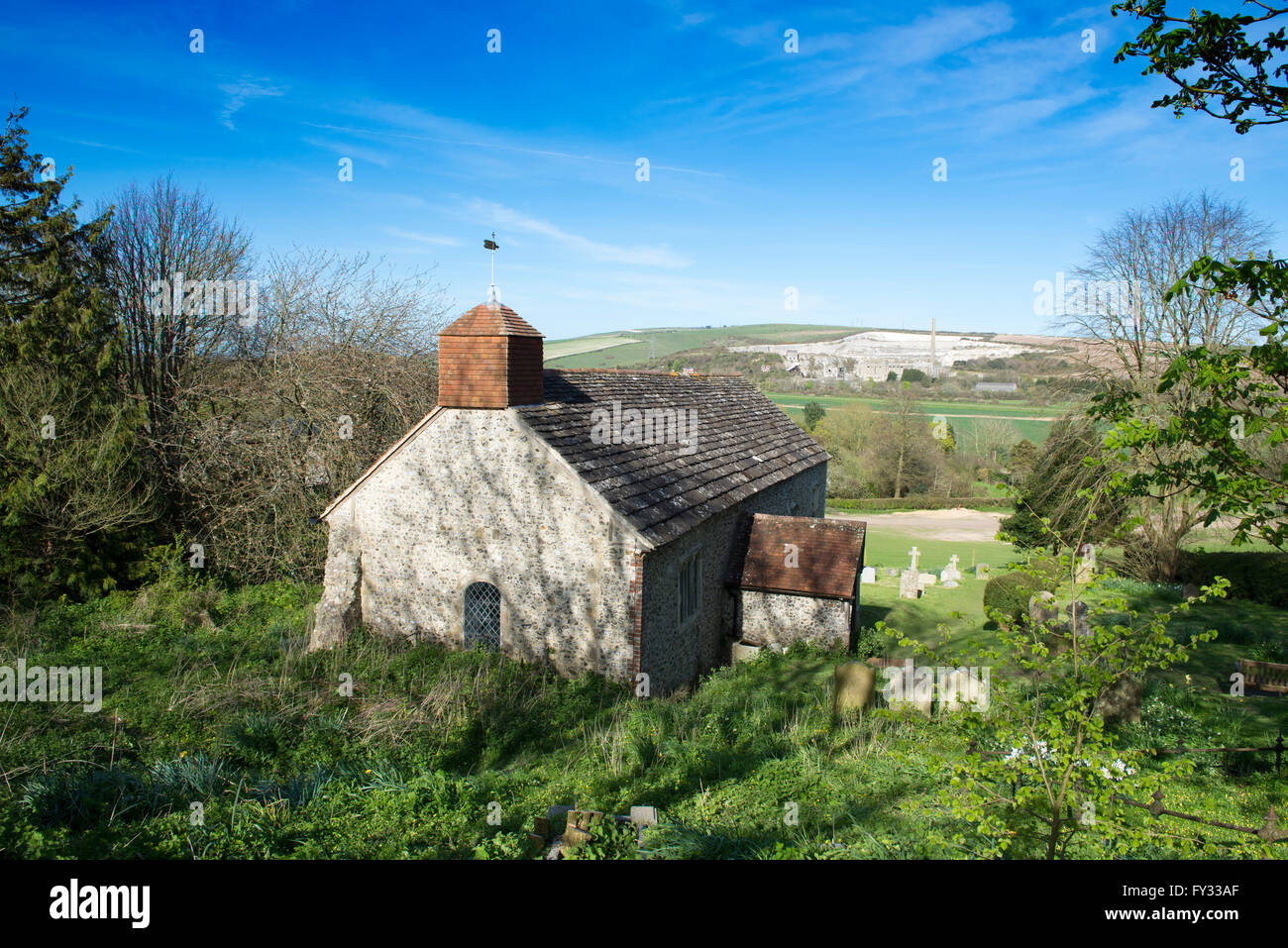 Die Kirche am Coombes in Adur Tal nördlich von Shoreham Stockfoto