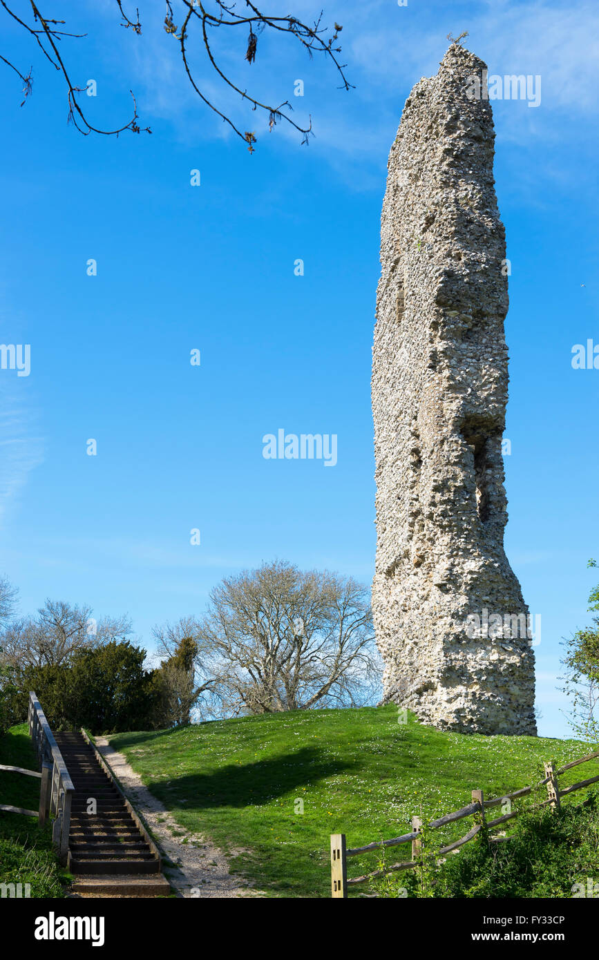 Die Überreste des Torhauses Turm von Bramber Schloß, West Sussex, UK Stockfoto