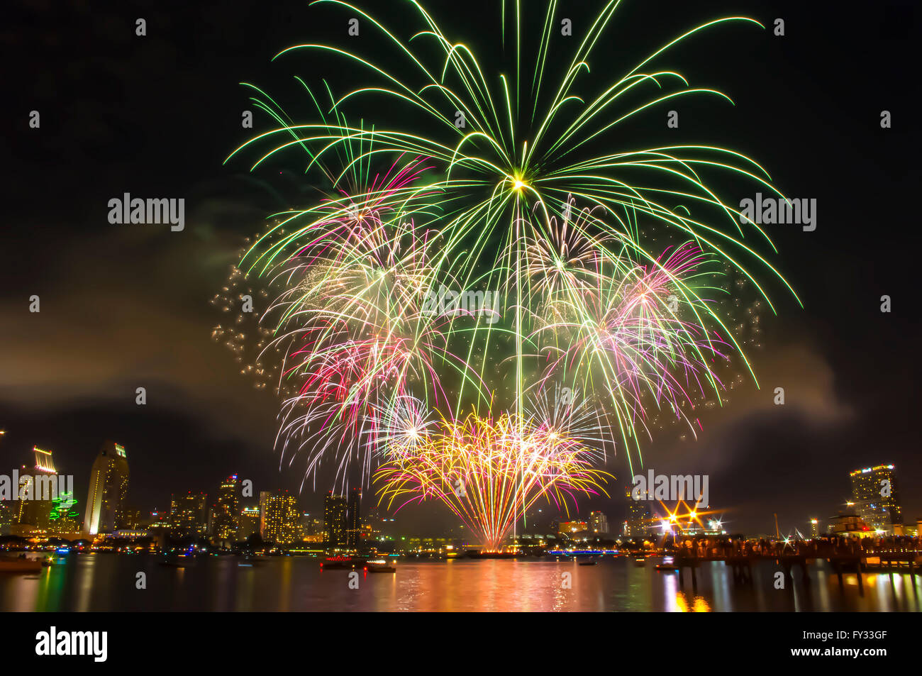 Feuerwerk, San Diego, Stadt, Nacht Foto Stockfoto