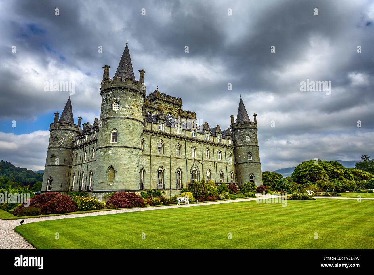 Inveraray Castle in westlichen Schottland, am Ufer des Loch Fyne Stockfoto