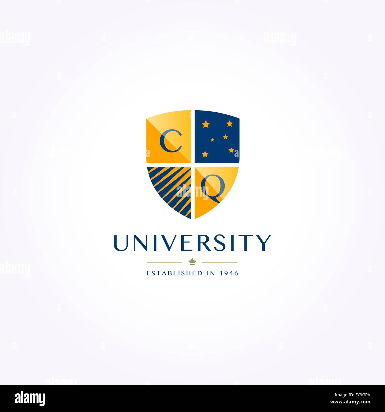 Universität und Shield Logo-Vektor. Stock Vektor