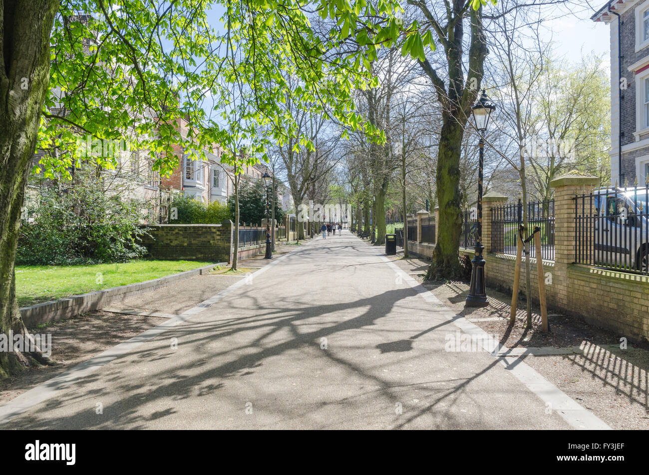 Neuen Weg in Leicester an einem sonnigen Frühlingstag Stockfoto