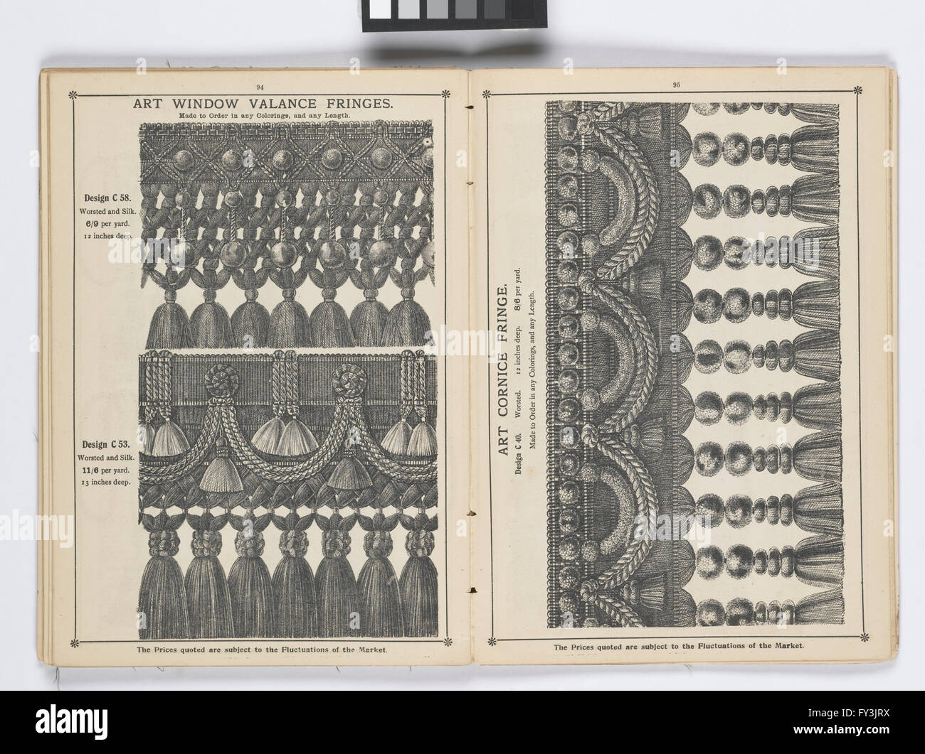 Seiten von "1899 Preis Liste, Polster, Drum und dran & c' Stockfoto