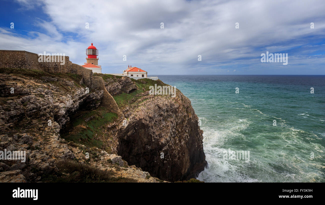 Kap St. Vincent (Cabo de São Vicente), Algarve, Portugal, ist der südwestlichste Punkt in Portugal. Stockfoto