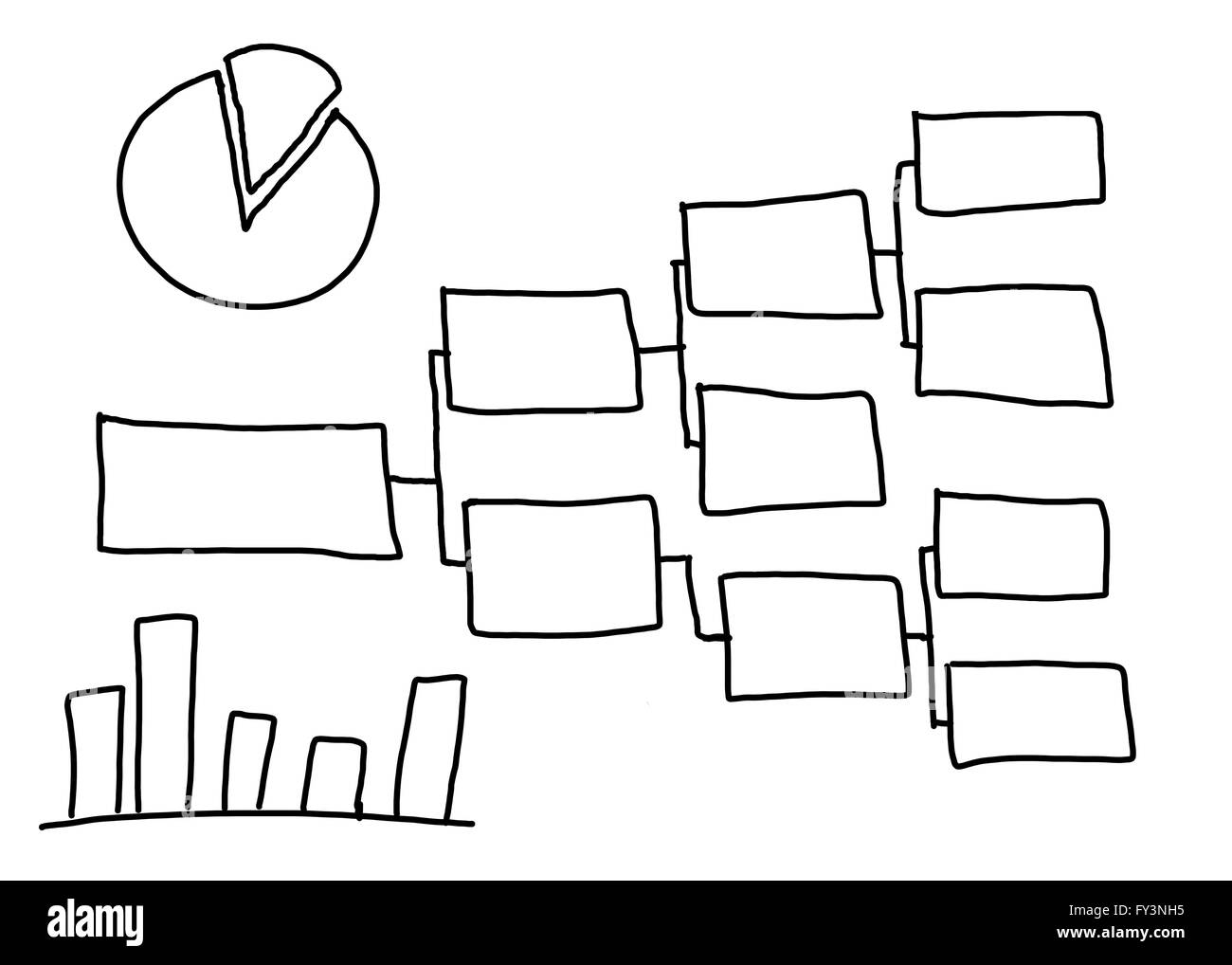 Hand gezeichnet Doodle Text Box Kollektion für Business-System-Konzept auf weißem Hintergrund. Stockfoto