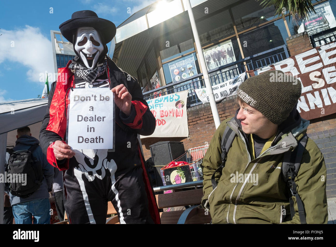 Kundgebung gegen gun Umgang Messe in Cardiff, Wales Stockfoto