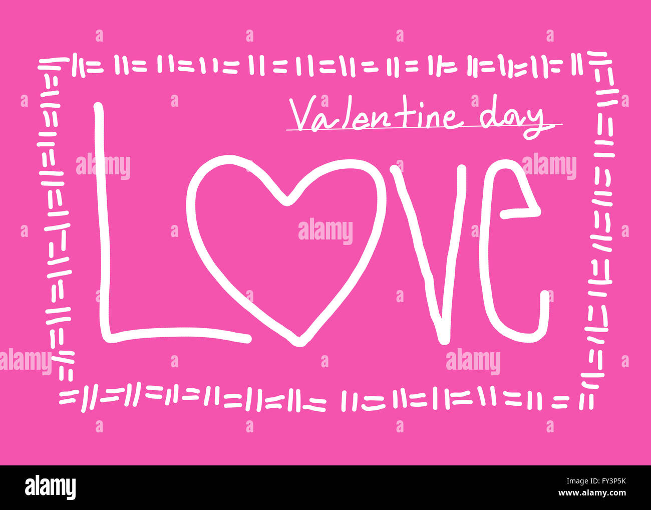 Postkarte in einer Hand gezeichnet, um die Liebe in den Valentinstag, für besondere Menschen zu spüren. Stockfoto