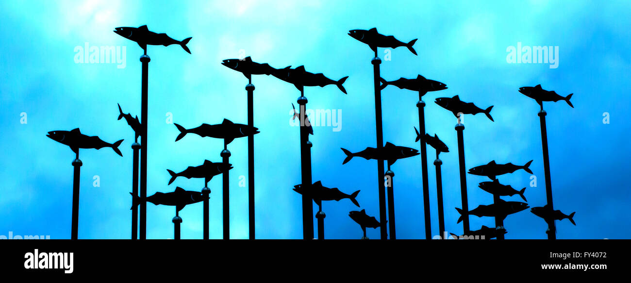 Fisch Skulptur Ornament auf Southport promenade Stockfoto