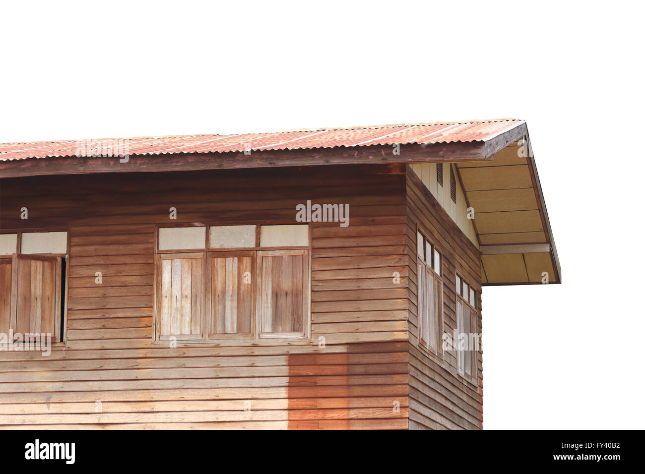 Alte hölzerne Haus Baustil Thailands entwerfen und Beschneidungspfade haben. Stockfoto