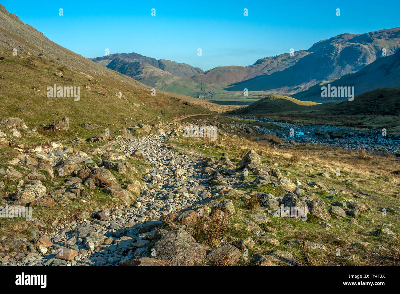 Mickleden Tal an der Spitze der Great Langdale in Cumbria Stockfoto