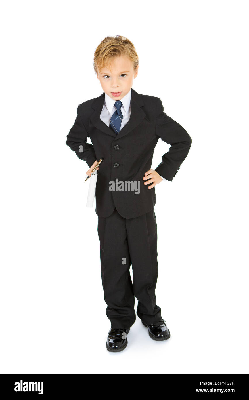 Serie mit Kindern in verschiedenen beruflichen Outfits - Feuerwehrmann, Astronaut und Geschäftsmann. Stockfoto