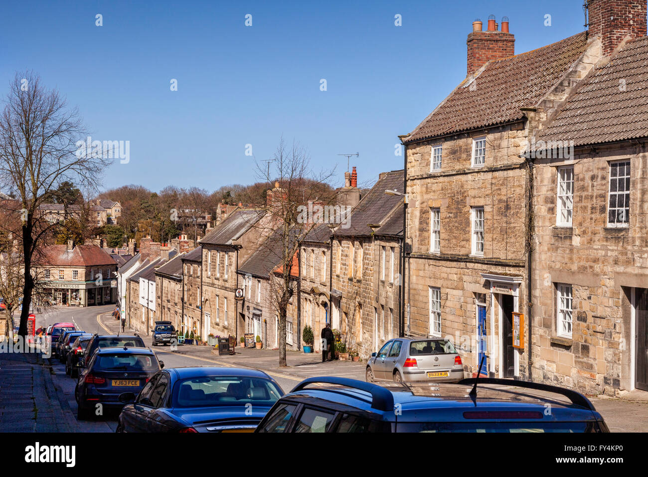 Warkworth High Street, Northumberland, England, Vereinigtes Königreich Stockfoto