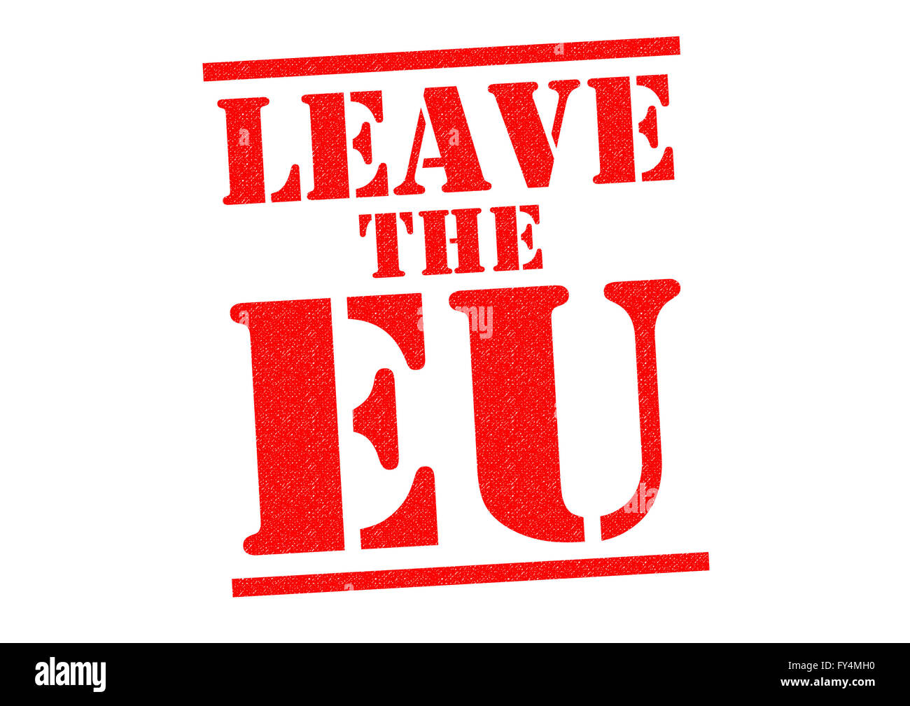 Verlassen der EU roten Stempel auf einem weißen Hintergrund. Stockfoto