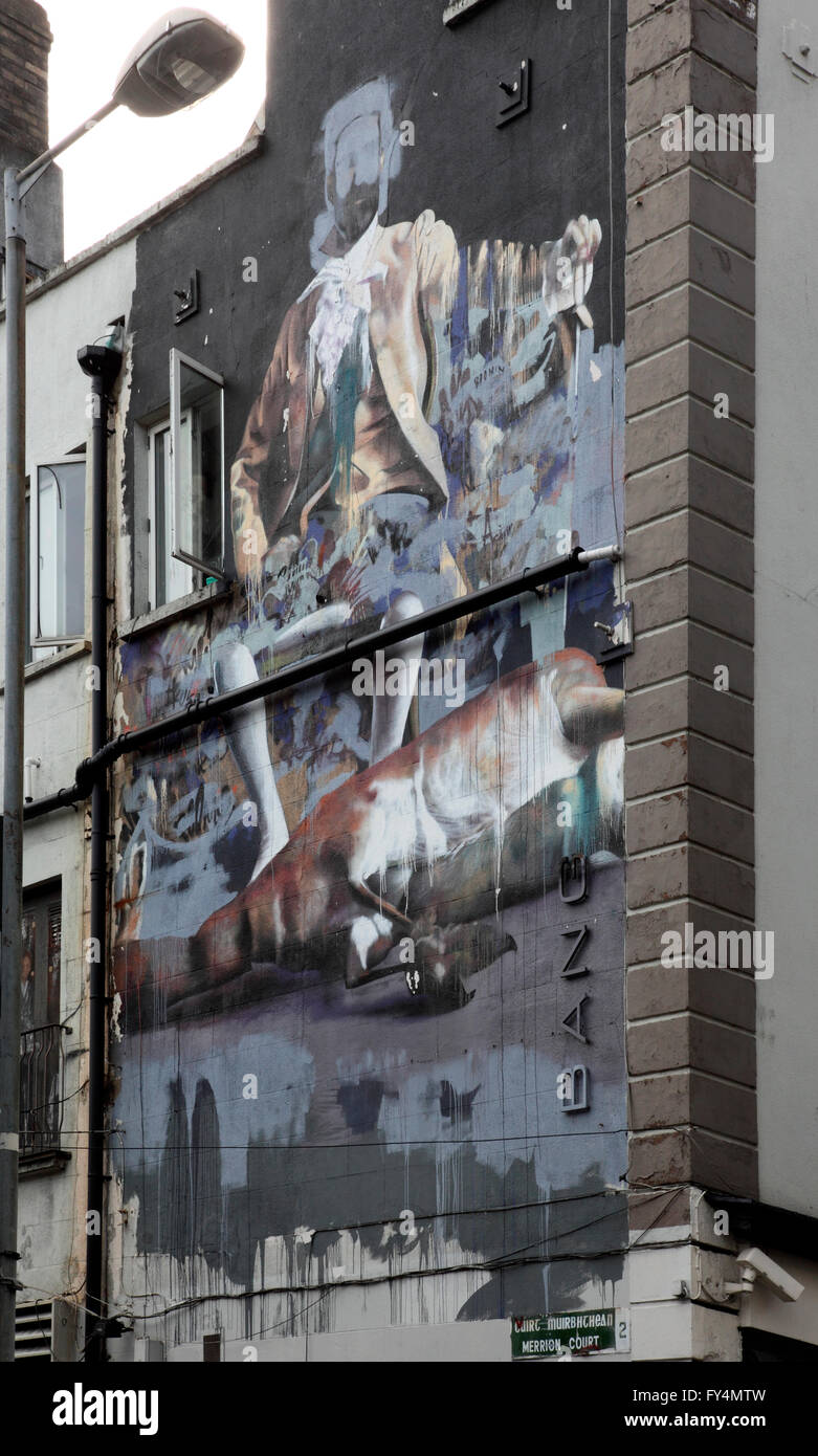 Wandbild an der Giebelseite des Bang Restaurant, Dublin Stockfoto