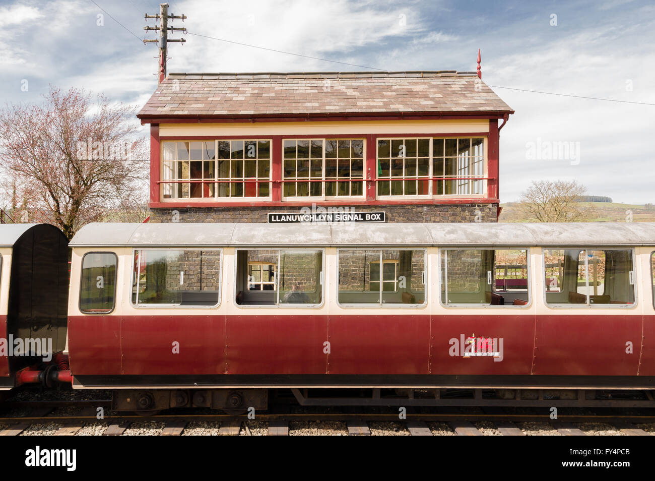 Bala Lake Railway oder Rheilffordd Llyn Tegid (auf Walisisch) Schmalspur Dampf am Llanuwchllyn Bahnhof Stockfoto