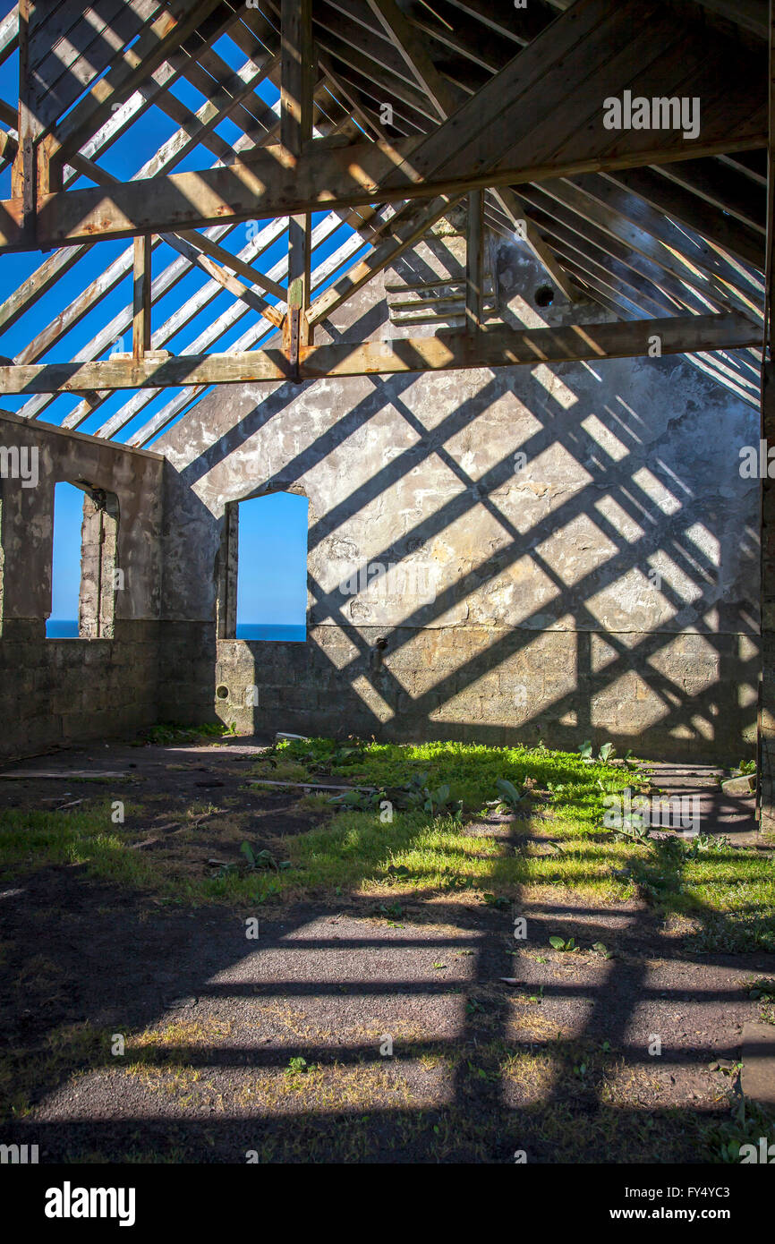 Innenraum des alten Schulhauses mit Blick auf die Küste in Co. Kerry verwendet im Film Ryans Tochter Stockfoto