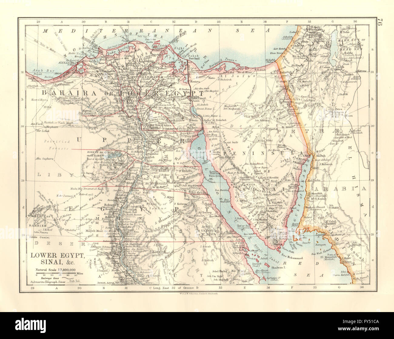 UNTEREN ÄGYPTEN & SINAI. Provinzen. Tal/Nildelta. Eisenbahnen. JOHNSTON