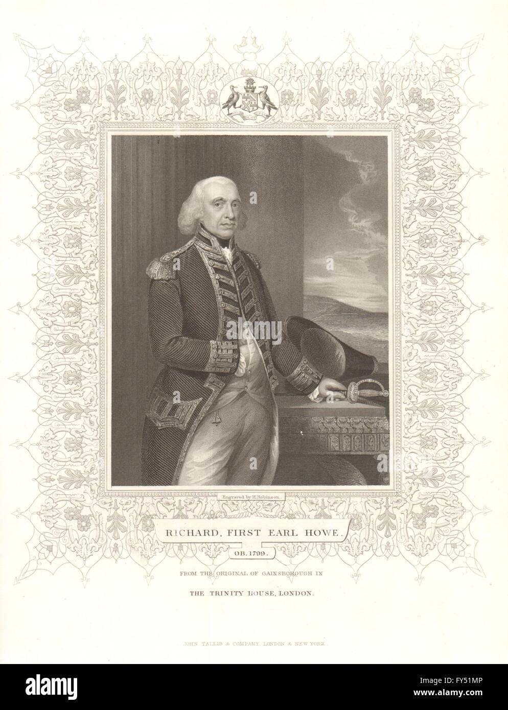BRITISCHE GESCHICHTE. Richard, 1. Earl Howe. Amerikanischer revolutionärer Krieg. TALLIS 1849 Stockfoto