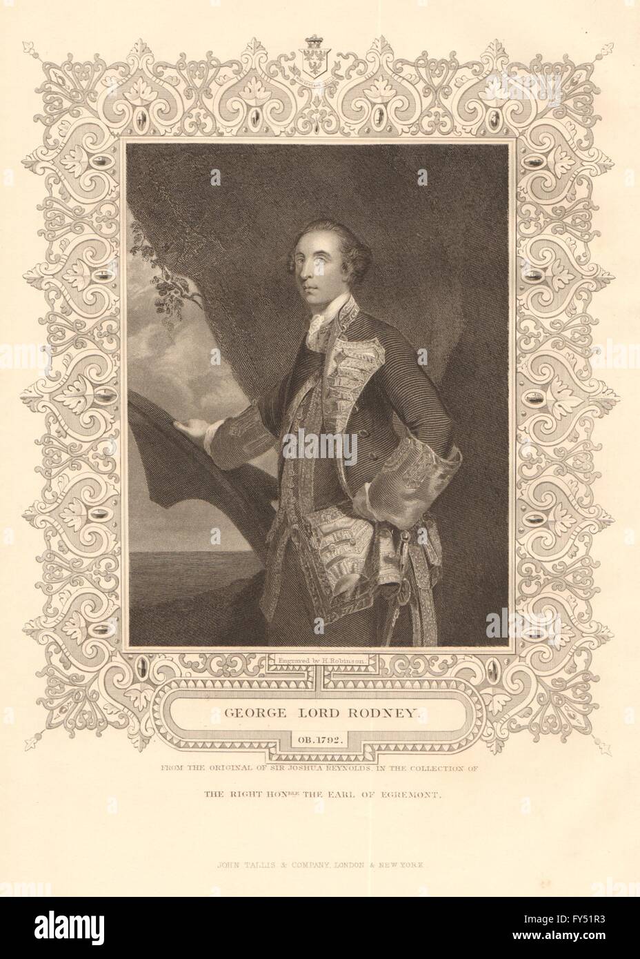 BRITISCHE GESCHICHTE. George Lord Rodney. Schlacht von Saintes. TALLIS, print 1849 Stockfoto