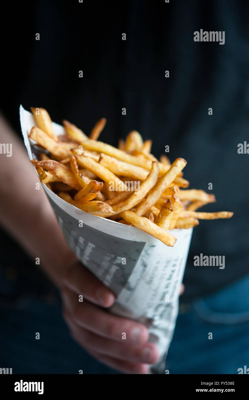 Pommes frites in einem Kegel Stockfoto