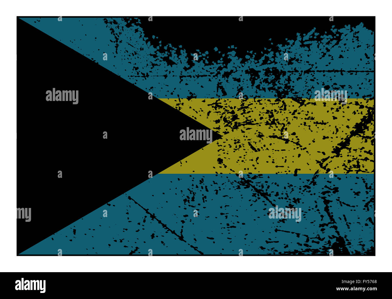 Eine grunged Bahamas Flagge auf einem weißen Hintergrund isoliert Stockfoto