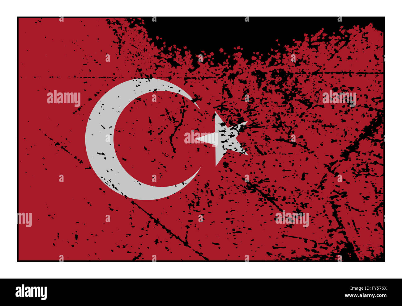 Ein grunged Türkei Flagge auf einem weißen Hintergrund isoliert Stockfoto