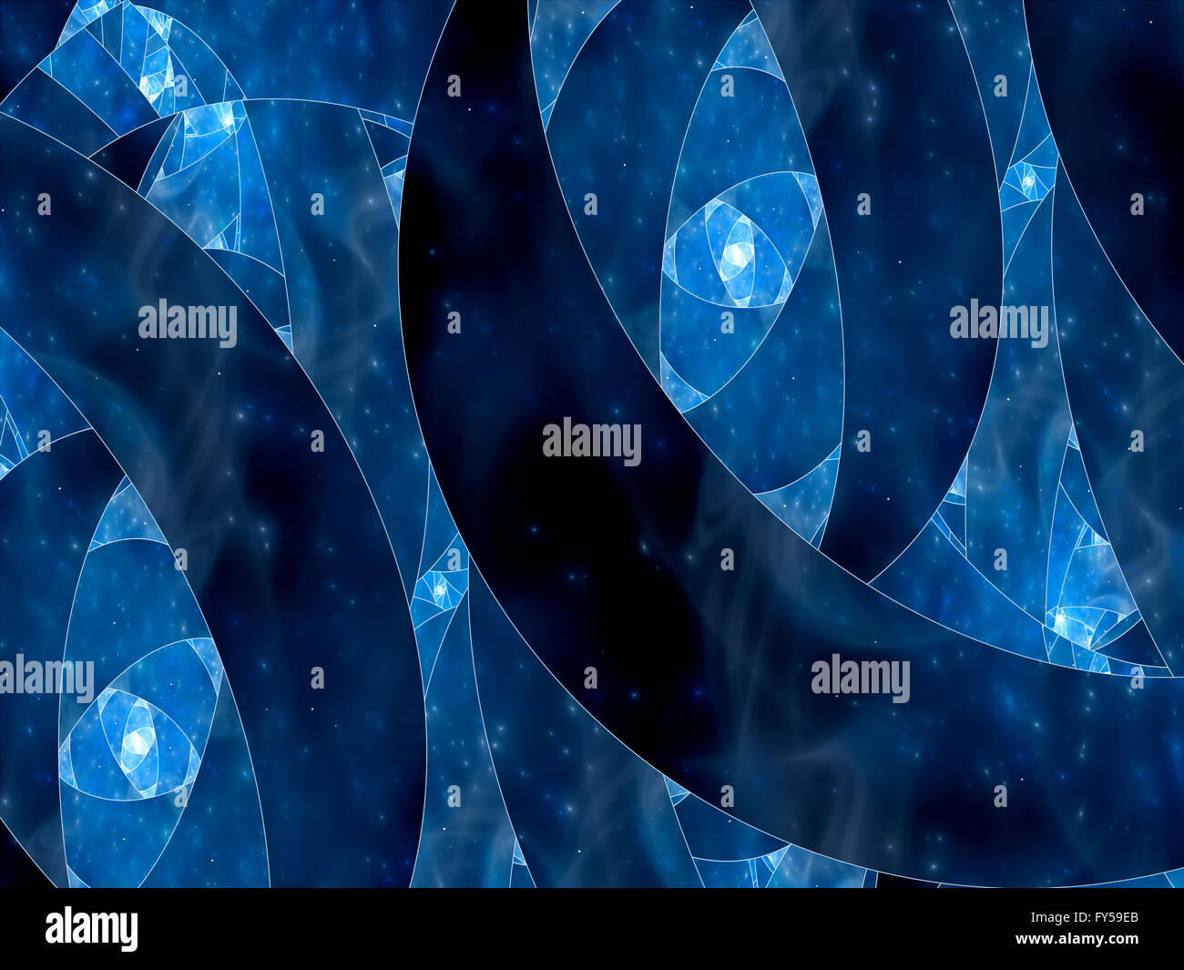 Blau leuchtende Lazysusan Fraktale, generiert Computer abstrakten Hintergrund Stockfoto