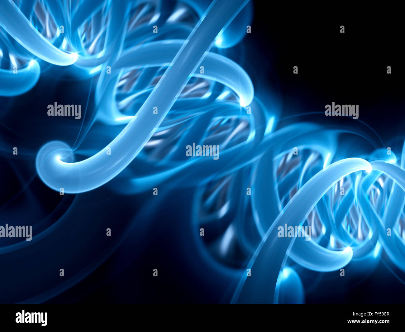 Blau leuchtende DNA-Spirale Teil, Computer generierte abstrakten Hintergrund Stockfoto