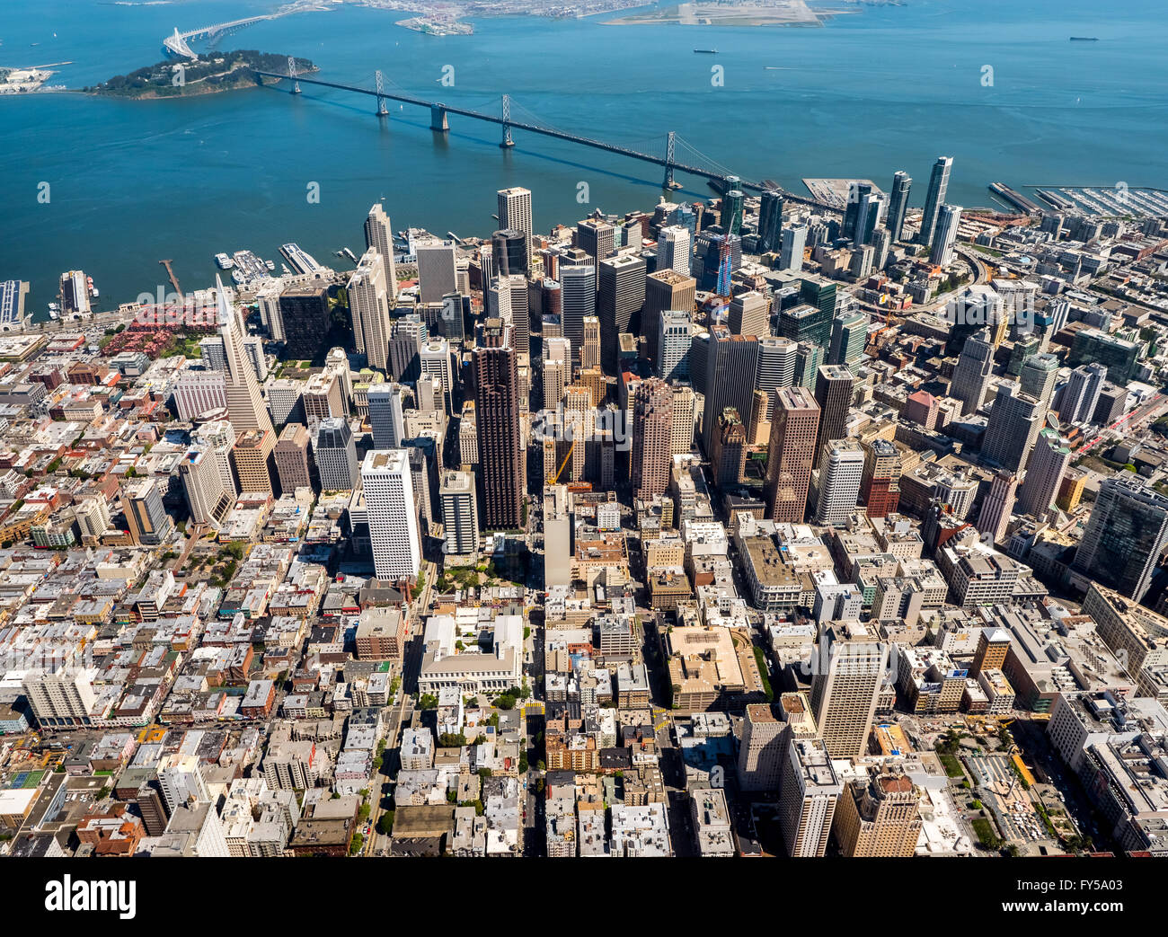 Luftaufnahme, Transamerica Pyramid, Ansicht des Stadtteils South of Market SoMa, Financial District, Downtown, San Francisco Stockfoto