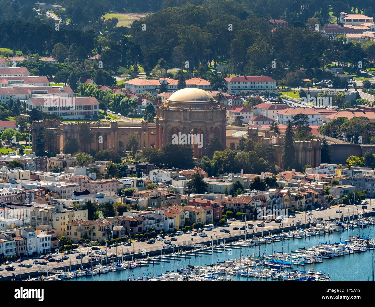 Luftaufnahme, Palace of Fine Arts, Presidio, Theater, San Francisco, San Francisco Bay Area, Kalifornien, USA Stockfoto