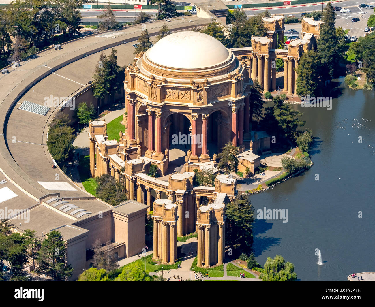 Luftaufnahme, Palast der schönen Künste, Theater, Presidio, San Francisco, San Francisco Bay Area, Kalifornien, USA Stockfoto