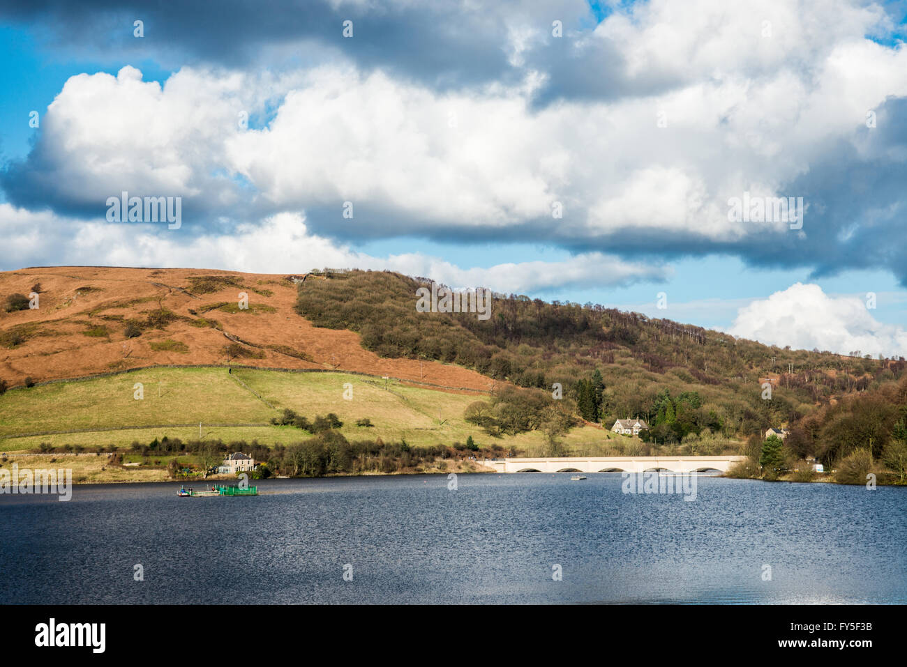 frühen Morgenlicht über Ladybower Vorratsbehälter Derbyshire Stockfoto
