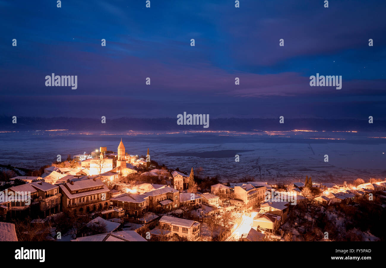 Blick auf Sighnaghi. Ein anderer Name der Stadt ist "Stadt der Liebe". Georgische Stadt in der Region von Kakheti.It ist ein wichtiges Zentrum von Georgien Stockfoto