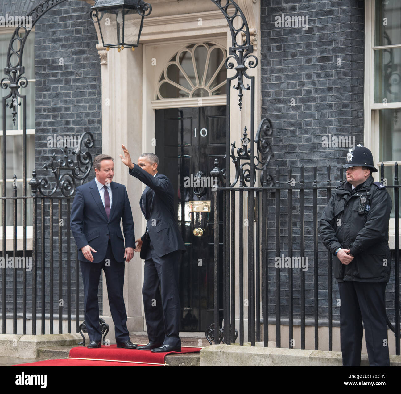 David Cameron, London UK, 22. April 2016 und Präsident Barack Obama vor Downing Street Credit: Ian Davidson/Alamy Live-Nachrichten Stockfoto