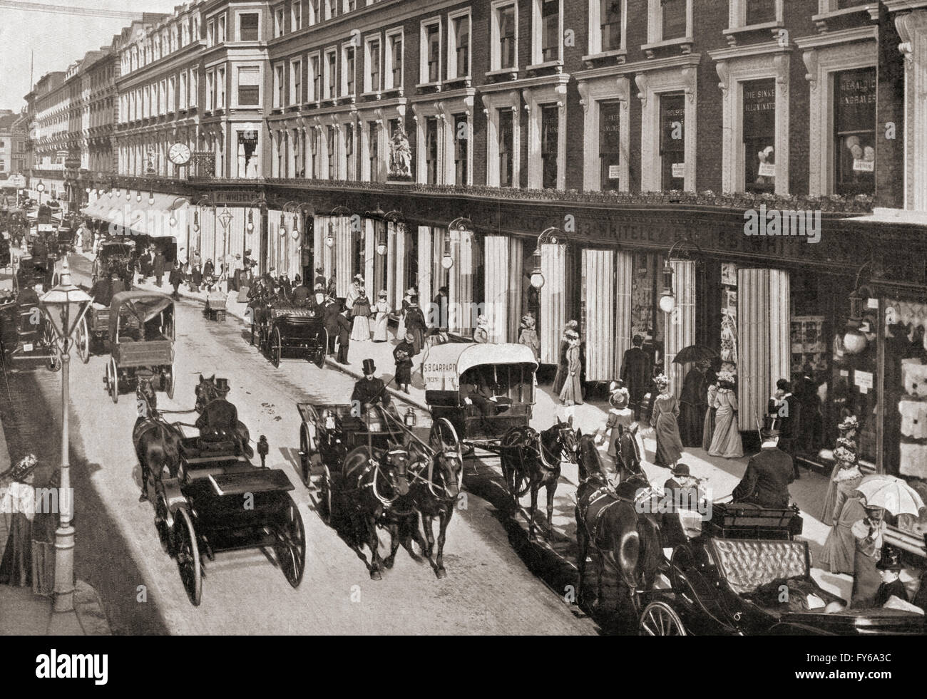 Ein Blick auf Westbourne Grove, London, England im frühen 20. Jahrhundert. Stockfoto