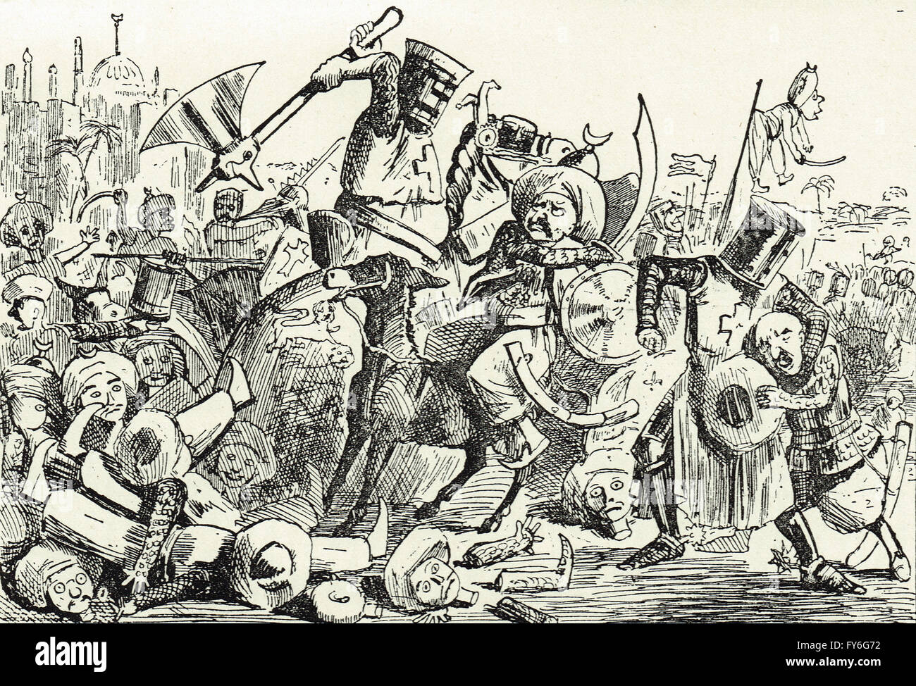 König Richard und Saladin von John Leech Stockfoto