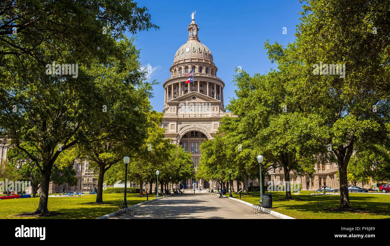 Texas State Capitol Gebäude in Austin im Frühling. Stockfoto