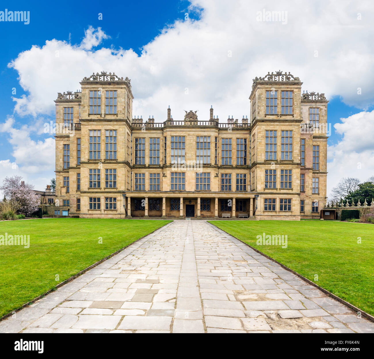 Hardwick Hall, ein elisabethanisches Landhaus und Heimat von Bess of Hardwick, in der Nähe von Chesterfield, Derbyshire, England, UK Stockfoto