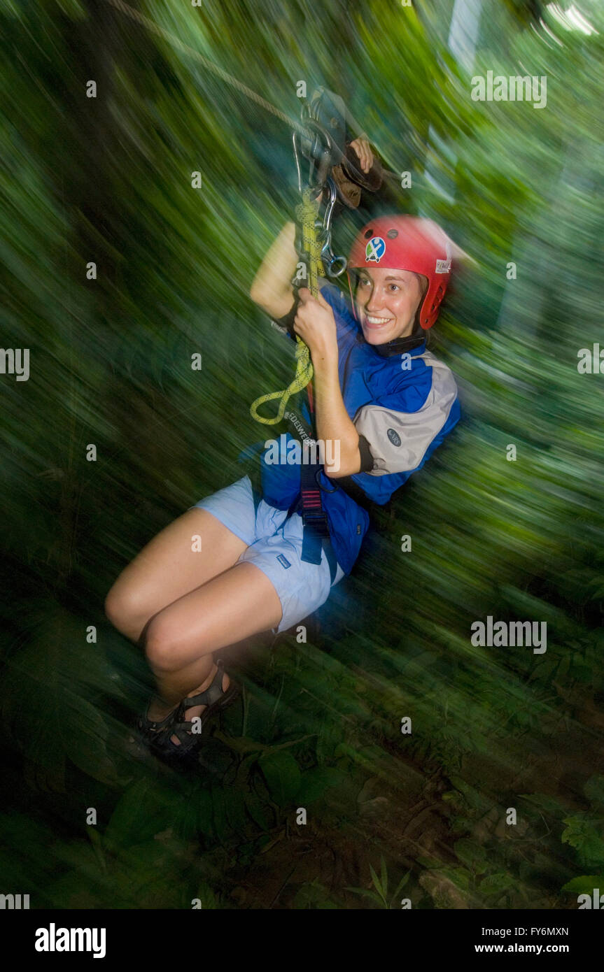 Canopy Zipline, Explornatura, Turrialba, Costarica Stockfoto Canopy Zipline, Explornatura, Turrialba, Costarica Stockfoto